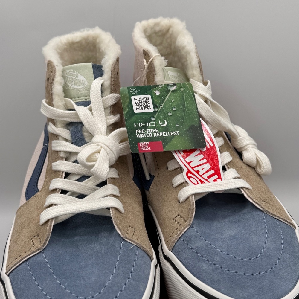 NWT Vans Sk8 Hi Pig Suede Multi Sherpa platform sneakers pink blue tan unisex - Picture 10 of 15